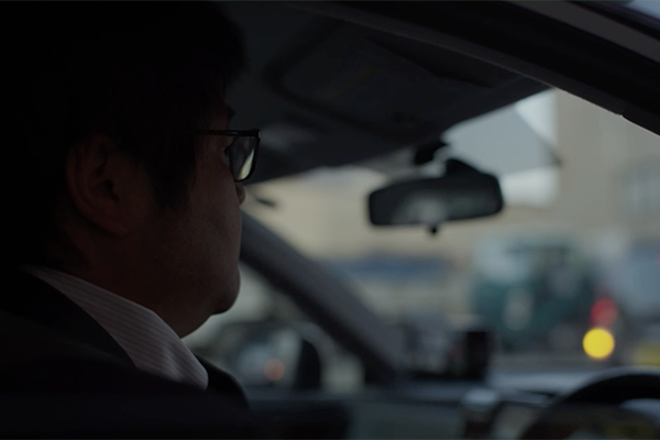 Man driving taxi