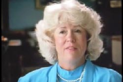 Ann Brown with medium length white hair