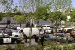 Police investigators at the scene of the crime