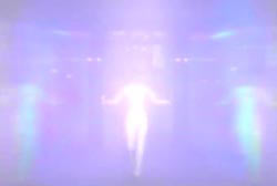 Three glowing bodies floating in the air