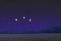 3 mysterious lights over a large field