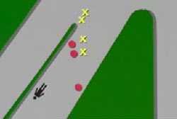 A digital mapping of the crime scene that shows where the body was in relation to his shoes and blood