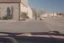 Two men standing outside the a bowling alley