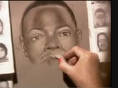 A woman drawing a sketch of the suspect